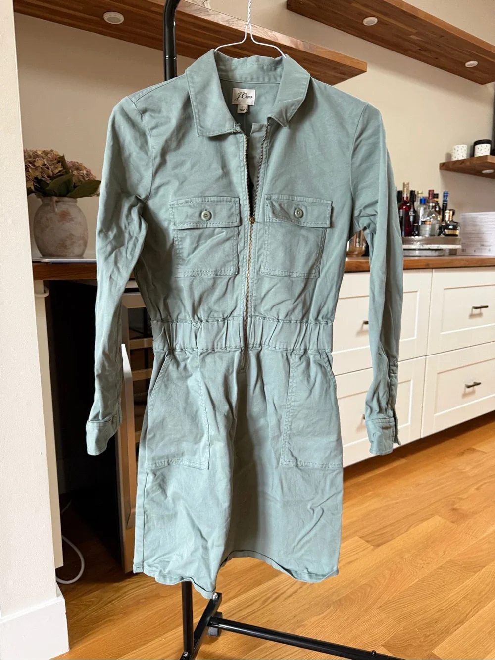 J.Crew Long-Sleeve Zip-Front Chino Dress